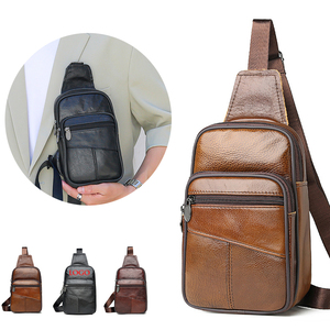Nueva tendencia calidad deporte al aire libre portátil impermeable Crossbody Real cuero antirrobo bolsillo Vintage cuero pecho bolsas para hombres - Product Image 1