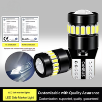 Ampoule LED T10 pour voiture, lumière de position 3014+18smd avec lentille, 12-18V 155LM, blanc, en aluminium, avec décodeur pour éclairage de plaque d'immatriculation et de tableau de bord