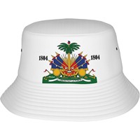 Nouveau Chapeau de Pêcheur National Haïtien à Large Bord, Motif Drapeau Imprimé Numérique, en Polyester, Sans Fermeture, Jinhua