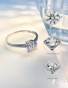 แหวนหมั้นเพชรเลี้ยงในห้องปฏิบัติการ SGARIT ขนาด 1-3 กะรัต ทองคำขาว 14K รับรองโดย IGI ทรงกลม D-E VS แหวนแต่งงานสำหรับผู้หญิง - Product Image 3