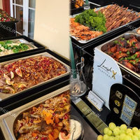 Couvre-plat rectangulaire noir en acrylique résistant à la chaleur pour buffet, avec support élévateur et fonction de maintien au chaud