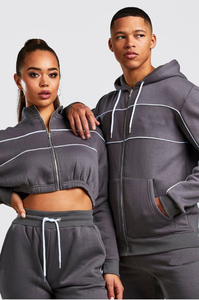 New Custom OEM Cotton Polyester Fleece <strong>Couple</strong> <strong>Tracksuit</strong> Striped <strong>Matching</strong> Sweatsuit <strong>Tracksuit</strong> <strong>for</strong> Women - Product Image 6