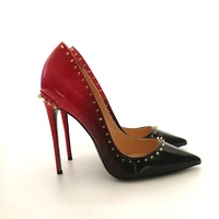 Escarpins pour femmes à talon haut, style D'Orsay, nouveau design, semelle rouge, clous noirs, respirants, à enfiler, vente en gros