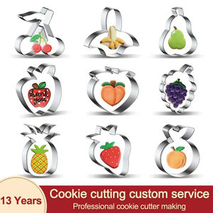 Emporte-pièces à fruits, moules en forme de fruits : Ananas, Fraise, Poire, Citron, Pomme, Raisin, Pêche, Banane, Cerise - Product Image 3