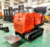 Mini-dumper compact sur chenilles à levage et déchargement hydrauliques
