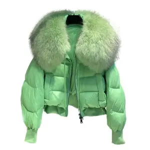 New Arrival 2023 Short Duck Down Coat Winter Jackets Women Puffer Coat Raccoon Fur Collar Jacket