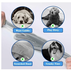 Gants de toilettage pour animaux de compagnie en silicone haute densité pour l'élimination des poils de chat et de chien, gants de nettoyage gris - Product Image 5