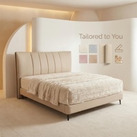 Cadre de lit rembourré confortable et moderne, revêtement en cuir véritable, construction en bois de pin, durable, écologique, garantie 10 ans
