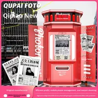 Винтажный фотобокс-автомат для печати снимков, ретро-фотостудия для селфи, автоматический фотоаппарат для печати фотографий, металлический, на английском языке