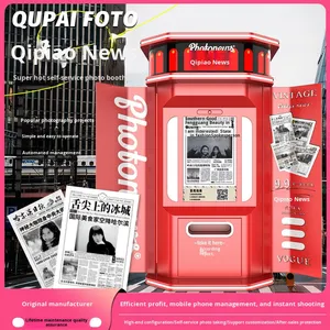 Vintage Newspaper Photo Booth Machine Indoor Selfie <b>Printing</b> Kiosk Retro <b>Camera</b> Studio Automatic Picture Maker Metal 1 Year - Product Image 6