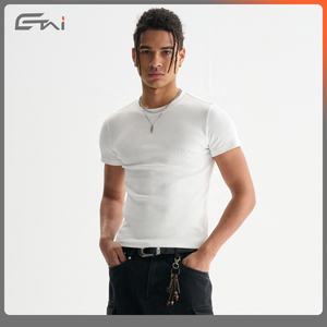 Camiseta sin Mangas de Punto Acanalado para Hombre, Ajustada, con Logotipo Personalizado, Estampado, de Algodón, de Secado Rápido, Lisa, en Blanco - Product Image 5