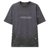 T-shirt Homme Grande Taille Respirant Effet Vieilli Streetwear Vintage Délavé Personnalisable Logo Décontracté Coupe Oversize pour Homme