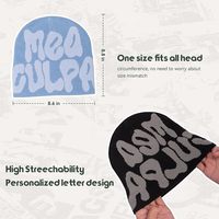 Wins Flying Gorro de punto acrílico holgado con puño, estilo streetwear, con logotipo de etiqueta tejida privada, gorro de invierno