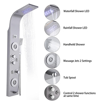 Système de douche à jet corporel avancé avec éclairage LED réglable et pommeau de douche à effet pluie
