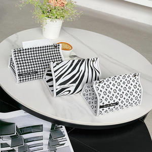 Boîte à mouchoirs en cuir pied-de-poule Sweet Home, boîte de rangement de bureau autoportante pour la décoration de salon et de la maison - Product Image 5