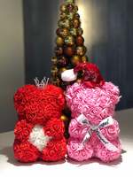 Ibu Bridal Shower Bunga Buatan 25Cm, Merah Muda Mini Valentine Beruang Mawar