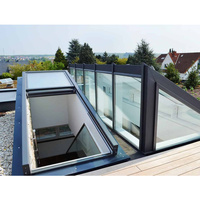 Puits de lumière de toit en verre à double vitrage en aluminium noir à suspension supérieure avec garde-corps en verre pour sortie de puits de lumière de sous-sol de villa