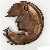 Décoration murale en métal en forme de visage de femme en croissant de lune en fonte, profil de dame à suspendre, emballage à bulles