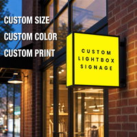 Enseigne lumineuse LED double face personnalisée pour extérieur, boîte à lumière carrée murale pour publicité de logo de restaurant ou devanture de magasin