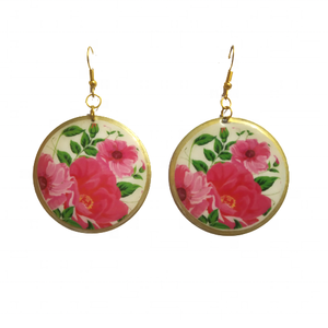 Wholesale Enamel Alloy Gold Plated <b>Flower</b> Design Round Shape Earring Women Jewelry <b>Girls</b> <b>Accessories</b> - Product Image 2