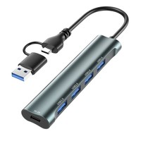 Nouveauté - Hub USB C 4 en 1 en alliage d'aluminium avec 4 ports USB 3.0 5 Gbps et port d'alimentation pour ordinateur portable, PC, MacBook, Surface