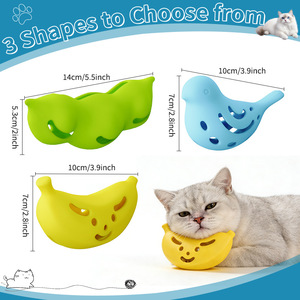 Mangeoire pour chat en silicone, forme cacahuète, banane, lot de 3, jouet de nettoyage des dents pour chats - Product Image 5
