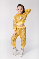 Trajes de Baile de Jazz para Niños, Ropa Brillante con Lentejuelas para Actuaciones de Hip-hop, Conjunto de Top y Pantalones para Niños y Niñas