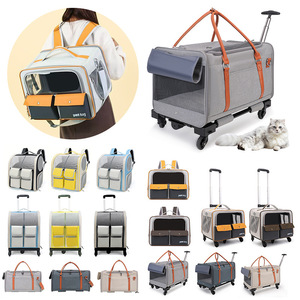Pet Bag Soft-Sided Carrier With <b>Trolley</b> Breathable <b>Foldable</b> For Cats And Dogs Large Capacity Portable Outdoor Design - Product Image 1
