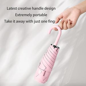 Mini parapluie de voyage pliable avec poignée en forme de crochet, petit parapluie portable offrant une protection UV de 99,9% pour femmes et enfants - Product Image 4
