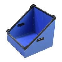 Bac de rangement empilable en plastique ondulé bleu PP avec façade inclinée pour entrepôt