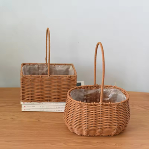 Phong Cách Hiện Đại Dệt Tay Mây <span class=keywords><strong>Wicker</strong></span> Lưu Trữ Giỏ Thân Thiện Với Môi Bền Trọng Lượng Nhẹ Đa Chức Năng Nhà Vườn Sử Dụng Rơm - Product Image 2