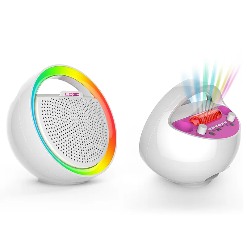 Schlussverkauf neue LED-Leuchten Effekt tragbare Bluetooth-Lautsprecher mit 2 Mikrofonen Multi-Funktions-Heimauto Karaoke-Gerät