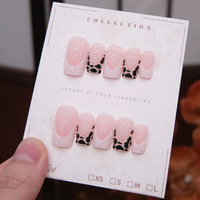 10 faux ongles à presser faits à la main, manucure moyenne en amande, mignons, nouveauté été, ongles 3D, vente en gros