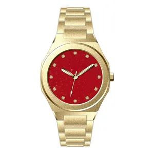 El reloj esmerilado para mujer más popular, reloj dorado con esfera de polvo de estrellas de lujo para mujer