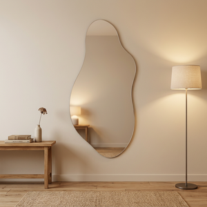 Espejo de Baño Decorativo Asimétrico con Retroiluminación LED Inteligente, Antivaho, de Tamaño Personalizado, Estilo Art Deco, de Lujo, <span class=keywords><strong>ECOLIVING</strong></span>, Venta al Por Mayor - Product Image 2