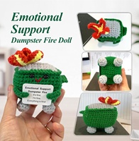 Poupée au crochet artisanale amusante 'Emotional Support Dumpster Fire' avec porte-clés, accessoires de bureau, ornement de Noël avec carte positive