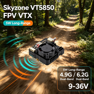 Skyzone VT5850 FPV VTX 5W 6.2G 49CH 4.9G/6.2G Dual-Band Case Fan MMCX <span class=keywords><strong>IRC</strong></span> 9-36V พลาสติก CNC สำหรับโดรน FPV ระยะไกล - Product Image 1