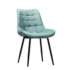 Chaise de restaurant moderne de luxe nordique vert bleu gris, chaises de salle à manger en velours rembourré pour table de salle à manger