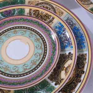 ชุดเครื่องครัวสำหรับครอบครัว จานชามสไตล์ตะวันตก ชุดกาแฟ ขายดี ชุดอาหารค่ำลายยุโรปสีสันสดใส ทำจากกระดูกจีน ของขวัญสุดคลาสสิก - Product Image 4