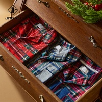 Pyjama de Noël en coton à carreaux avec col à revers, design OEM, pyjama d'hiver personnalisé, ensemble de Noël