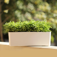 Pot de fleurs rectangulaire en plastique à arrosage automatique avec indicateur de niveau d'eau, pot absorbant l'eau automatiquement pour plantes