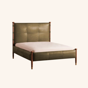 Aurora Contemporary Leather <b>Bed</b> European <b>Modern</b> Style Solid Wood Frame Fabric Available Double Queen King Bedroom Furniture - Product Image 1