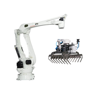 Bras de robot de palettisation Kawasaki CP300L à 4 axes avec une charge utile de 300 kg, une portée maximale de 3255 mm, un montage au sol et une pince.