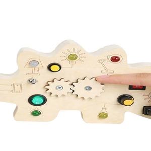 Jouet éducatif Montessori en bois pour enfants en forme de <span class=keywords><strong>dinosaure</strong></span> avec boutons à bascule - Product Image 2