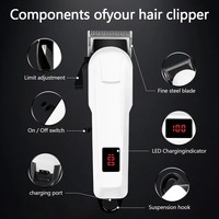 Tondeuse à cheveux professionnelle électrique rechargeable pour hommes, coupe-cheveux sans fil à charge rapide