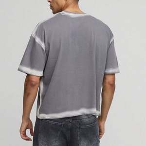 Camiseta Vintage Distressed de Algodón 100% Pesado con Lavado Ácido, Estilo Boxy Cropped, Anti-Pilling y Transpirable para Hombre, Personalizable y de Talla Grande - Product Image 5