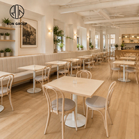 Ron Group Restaurant - Banquettes en tissu rembourrées, table carrée en bois massif, chaise en bois massif, mobilier commercial