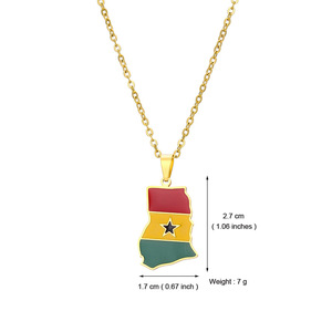 Collar con Colgante <span class=keywords><strong>de</strong></span> <span class=keywords><strong>Mapa</strong></span> <span class=keywords><strong>de</strong></span> <span class=keywords><strong>Ghana</strong></span>, África, para Hombre y Mujer, Acero Inoxidable, Color Dorado y Plateado, Joyería Africana <span class=keywords><strong>Ghana</strong></span>ína, Regalos - Product Image 6