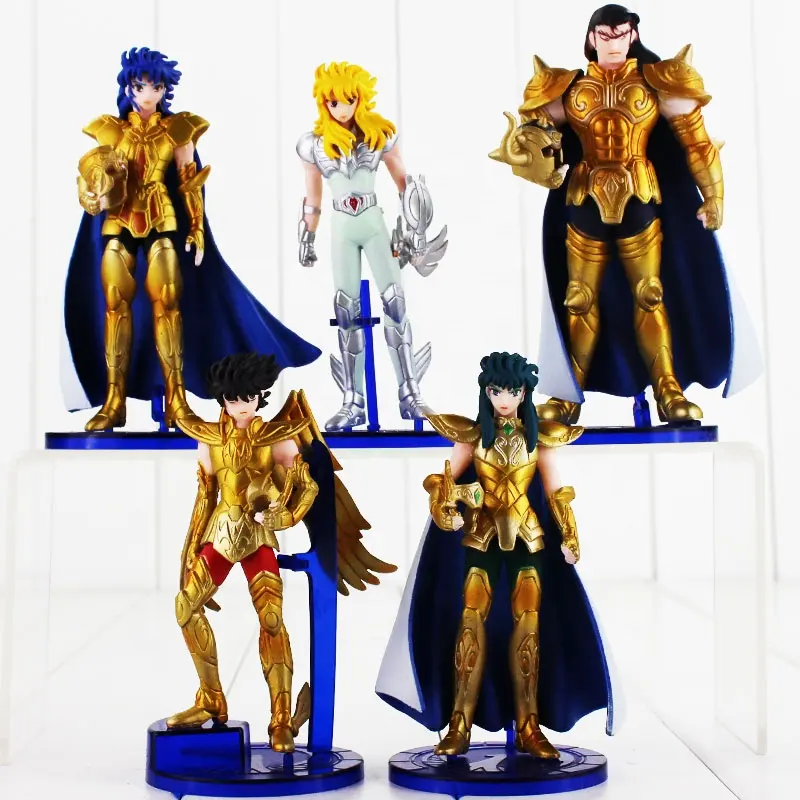 Bonecos cavaleiros do zodiac de 13cm, shun, hyoga, jabu, seiya, pvc, figura de ação, coleção, brinquedos modelo