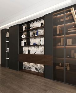 Estantería moderna de madera con puerta de cristal para sala de estar, muebles para el hogar, estanterías y estanterías - Product Image 2